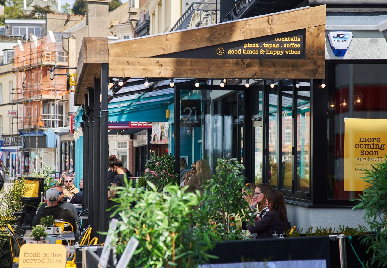 View of Torquay marina from apartment window