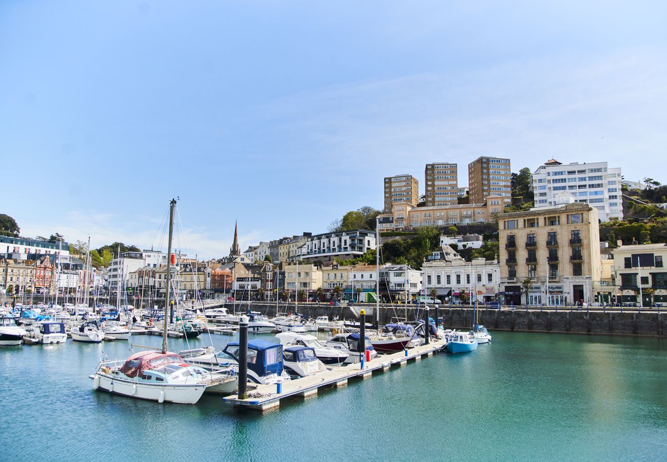 View of Torquay marina from apartment window