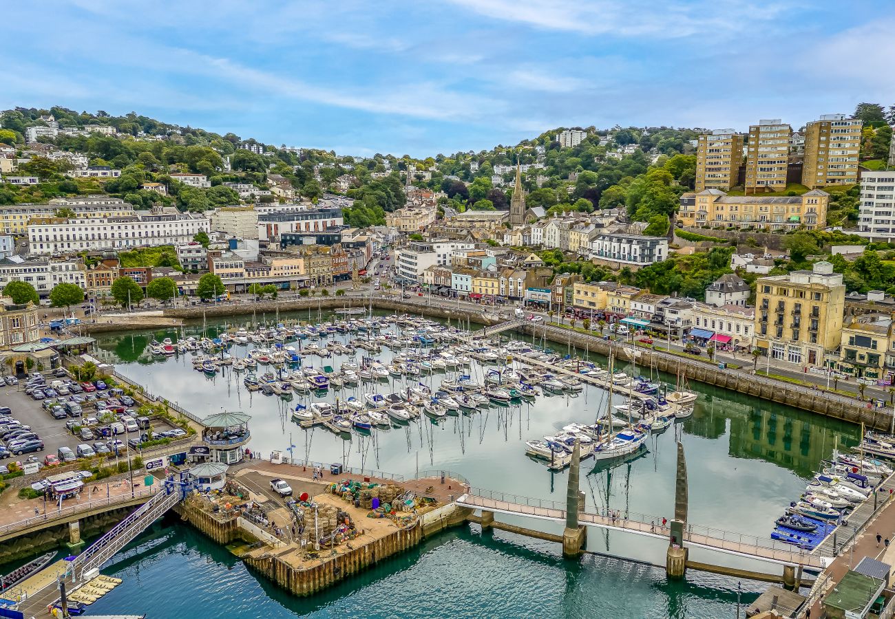 View of Torquay marina from apartment window